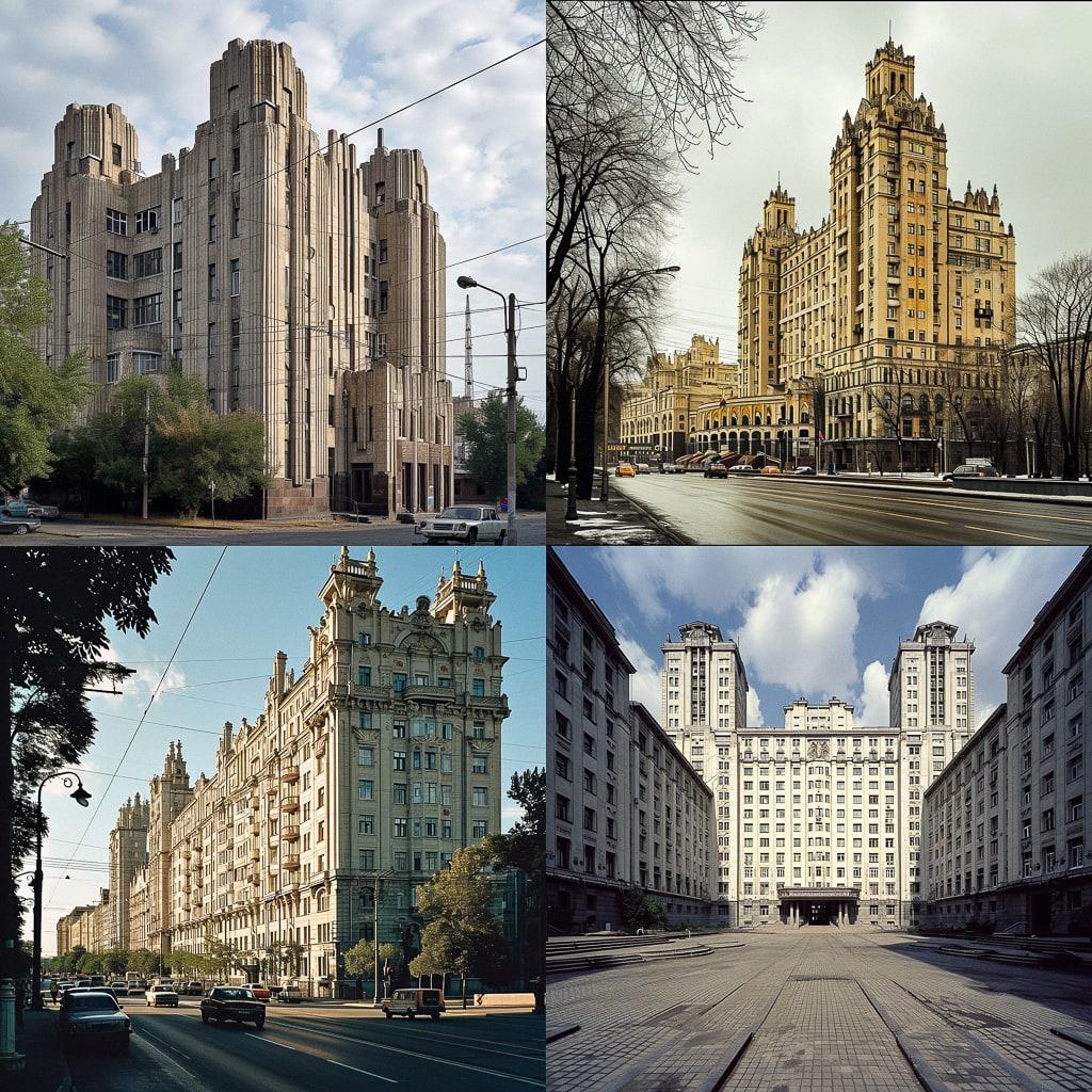 Stalinist architecture style, Midjourney V6, render 1 of 4