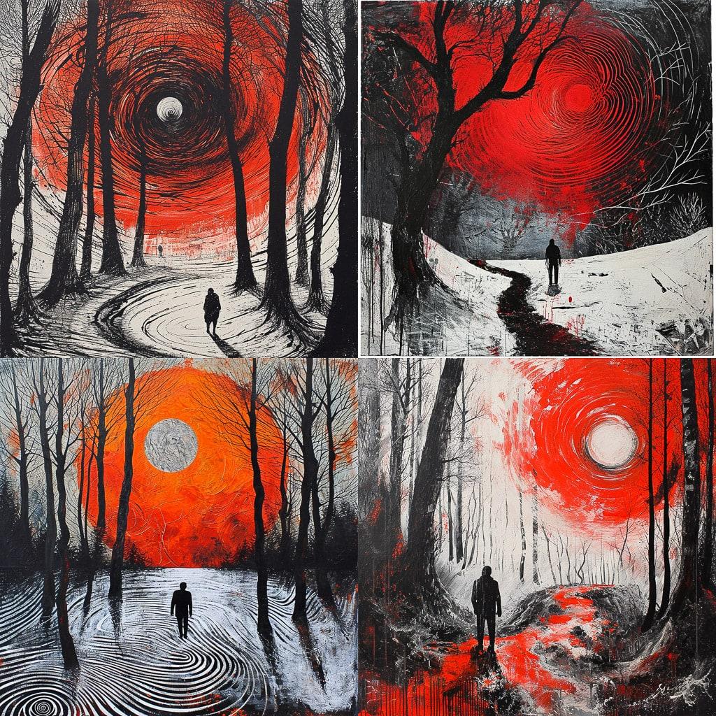 Stanley Donwood style, Midjourney V6, render 1 of 4
