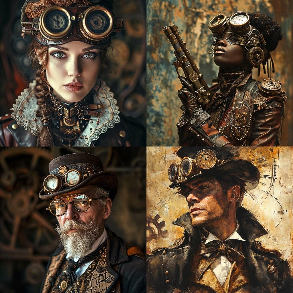 Steampunk style, Midjourney V6, render 1 of 4