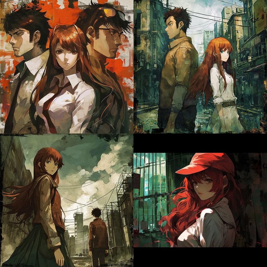 SteinsGate style, Midjourney V6, render 1 of 4