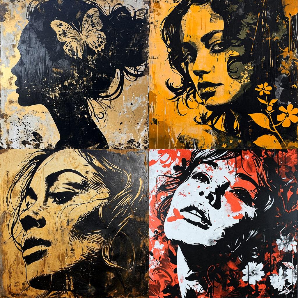 Stencil graphics style, Midjourney V6, render 1 of 4