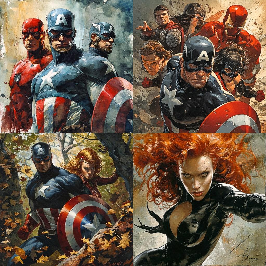 Steve McNiven style, Midjourney V6, render 1 of 4