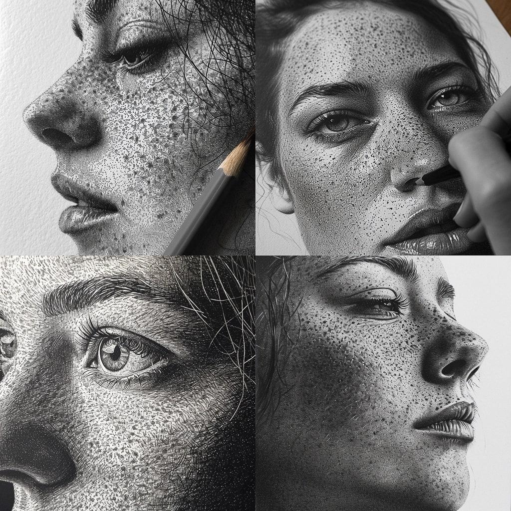 Stippling style, Midjourney V6, render 1 of 4