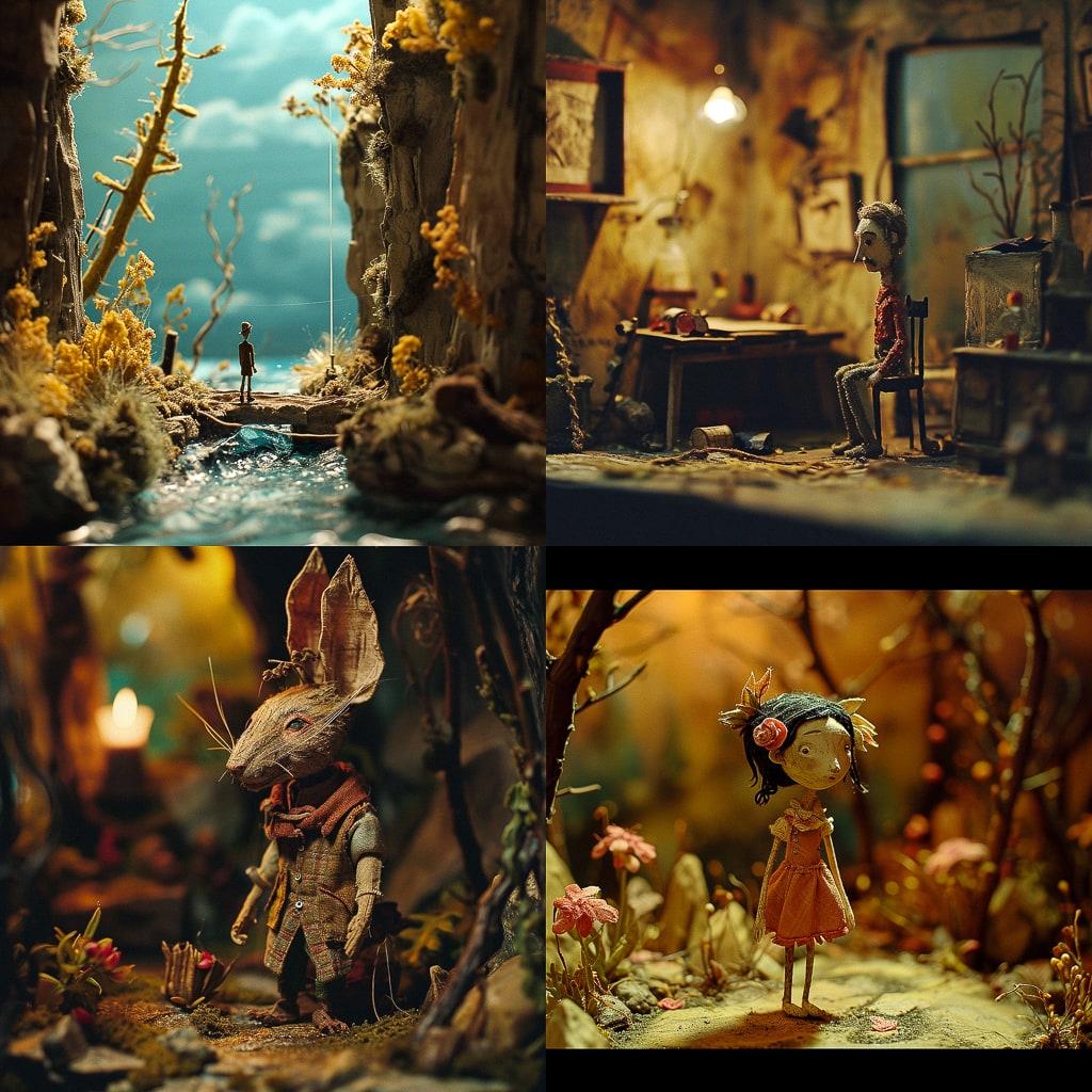 Stop-motion animation style, Midjourney V6, render 1 of 4