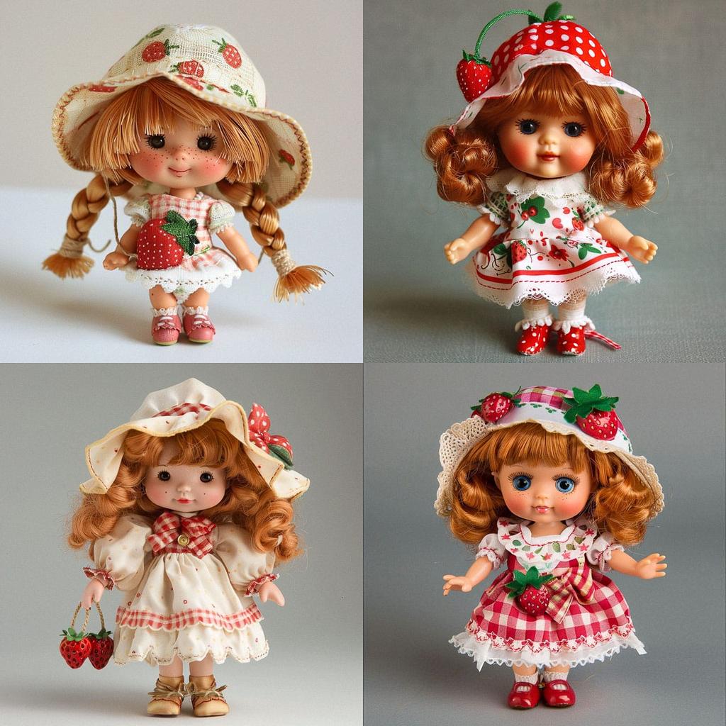 Strawberry Shortcake doll style, Midjourney V6, render 1 of 4