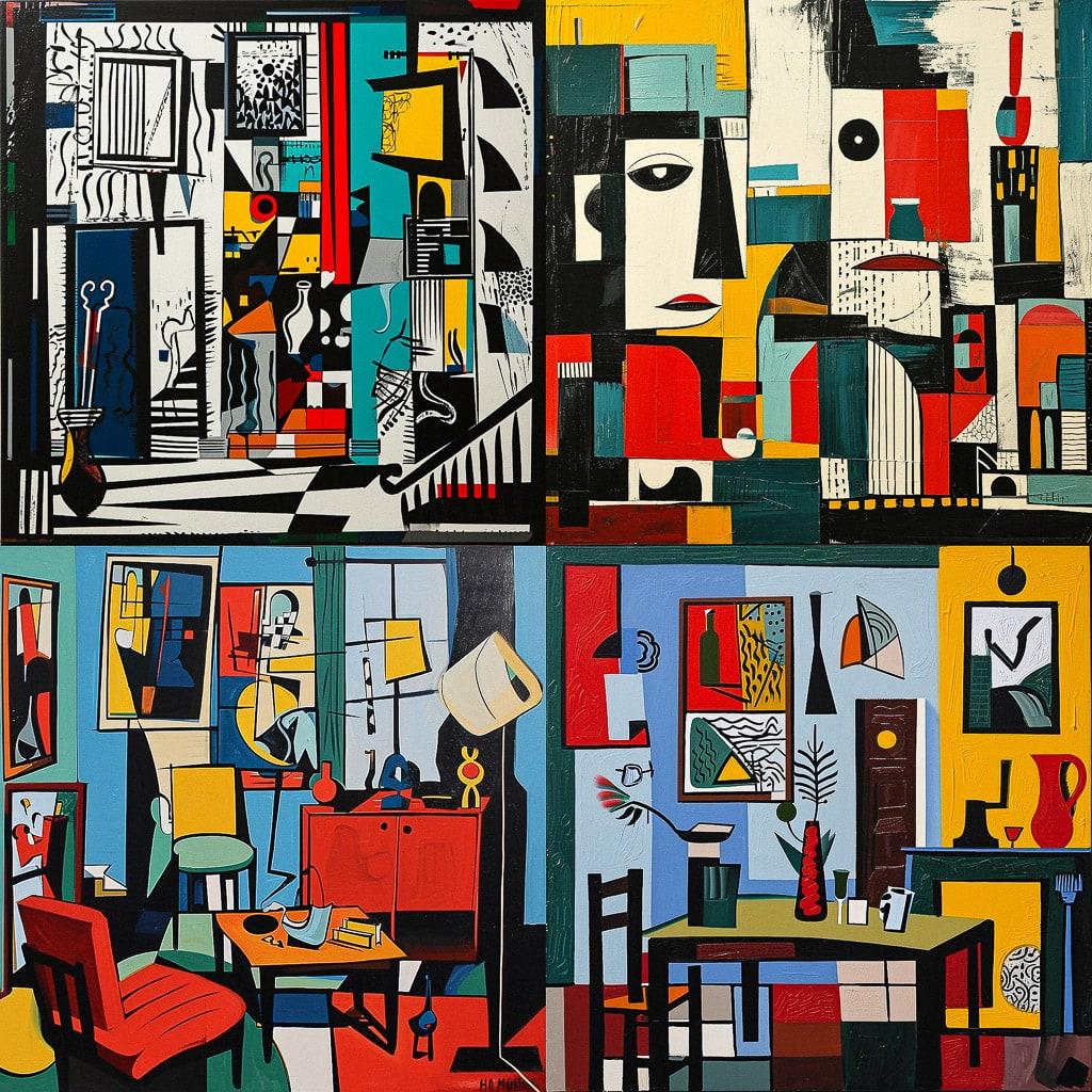 Stuart Davis style, Midjourney V6, render 1 of 4