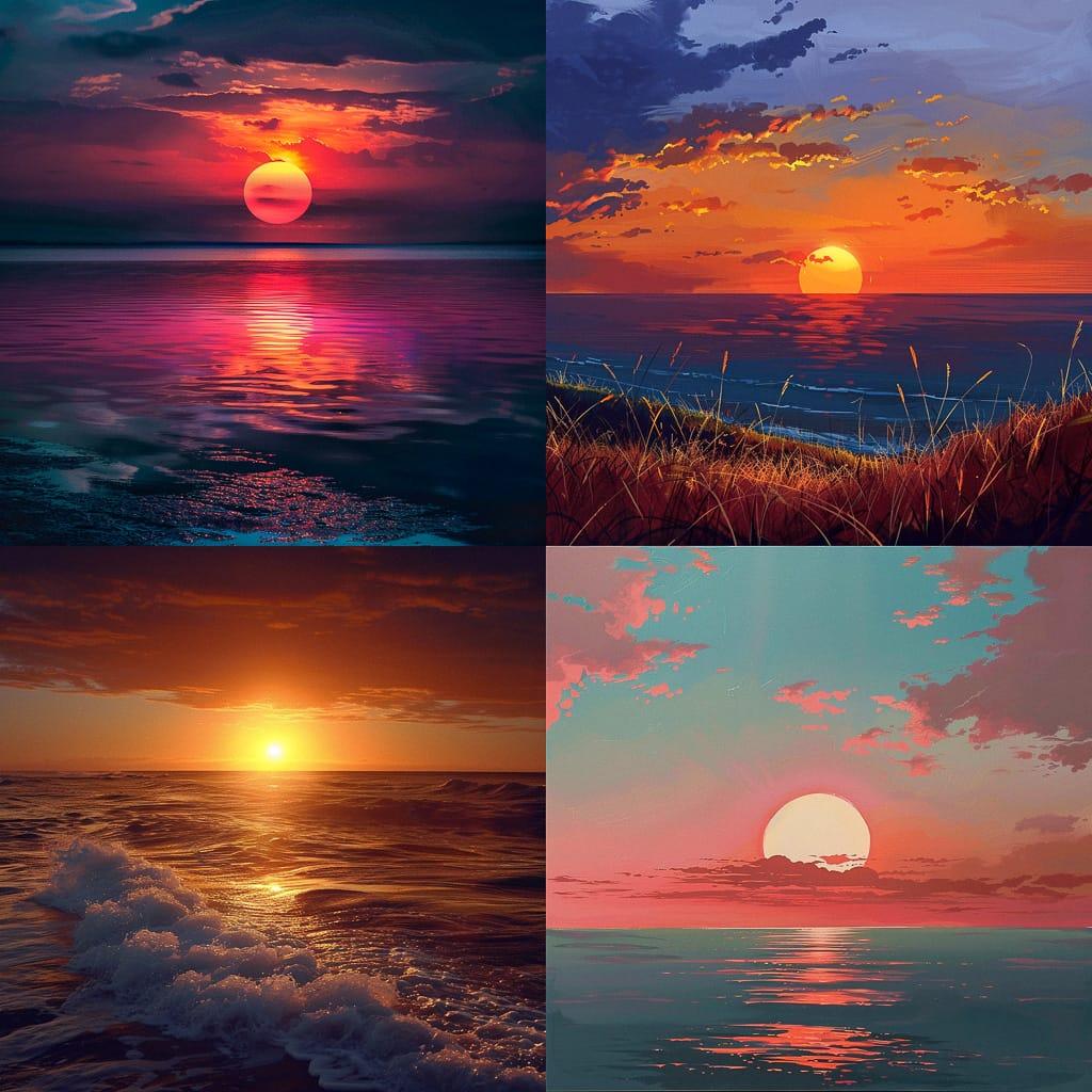 Sunset style, Midjourney V6, render 1 of 4