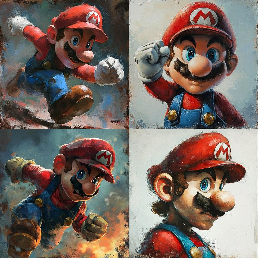 Super Mario style, Midjourney V6, render 1 of 4