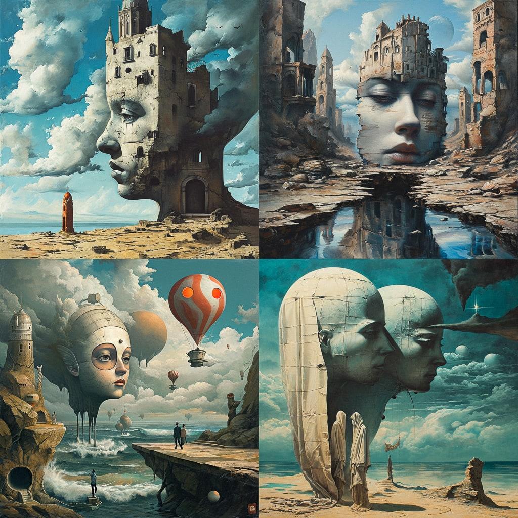 Surrealism style, Midjourney V6, render 1 of 4