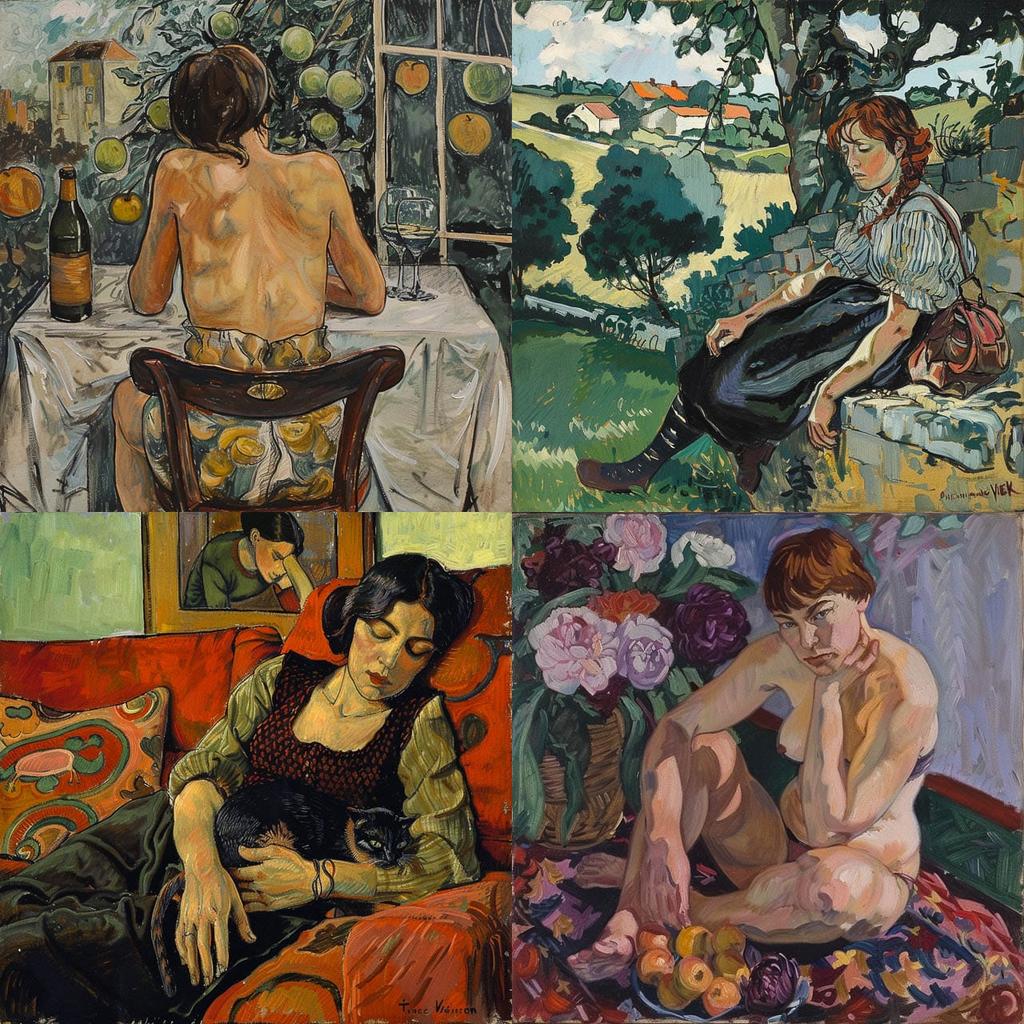 Suzanne Valadon style, Midjourney V6, render 1 of 4