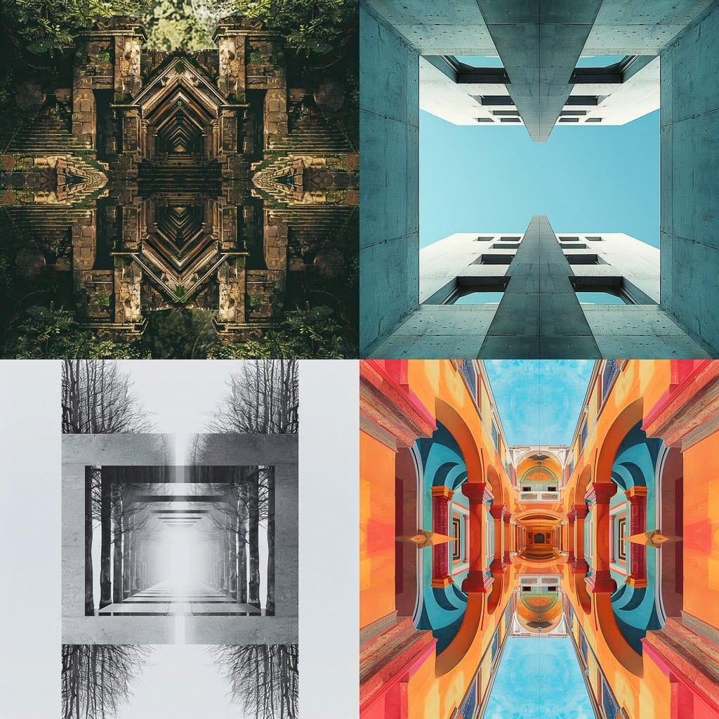Symmetrical composition style, Midjourney V6, render 1 of 4