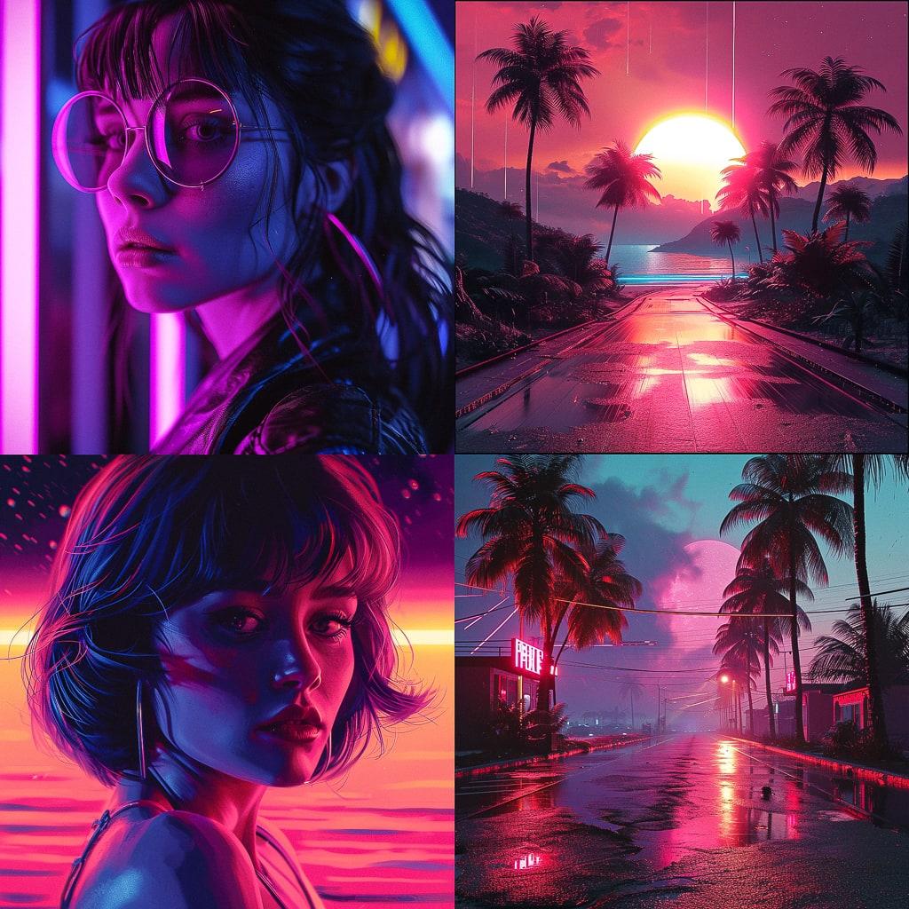 Synthwave style, Midjourney V6, render 1 of 4
