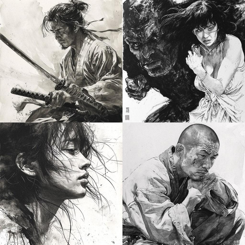 Takehiko Inoue style, Midjourney V6, render 1 of 4