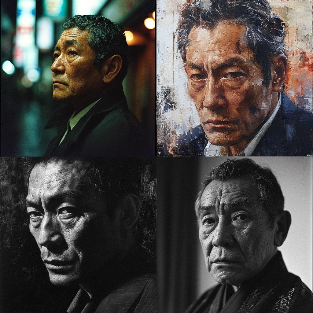 Takeshi Kitano style, Midjourney V6, render 1 of 4