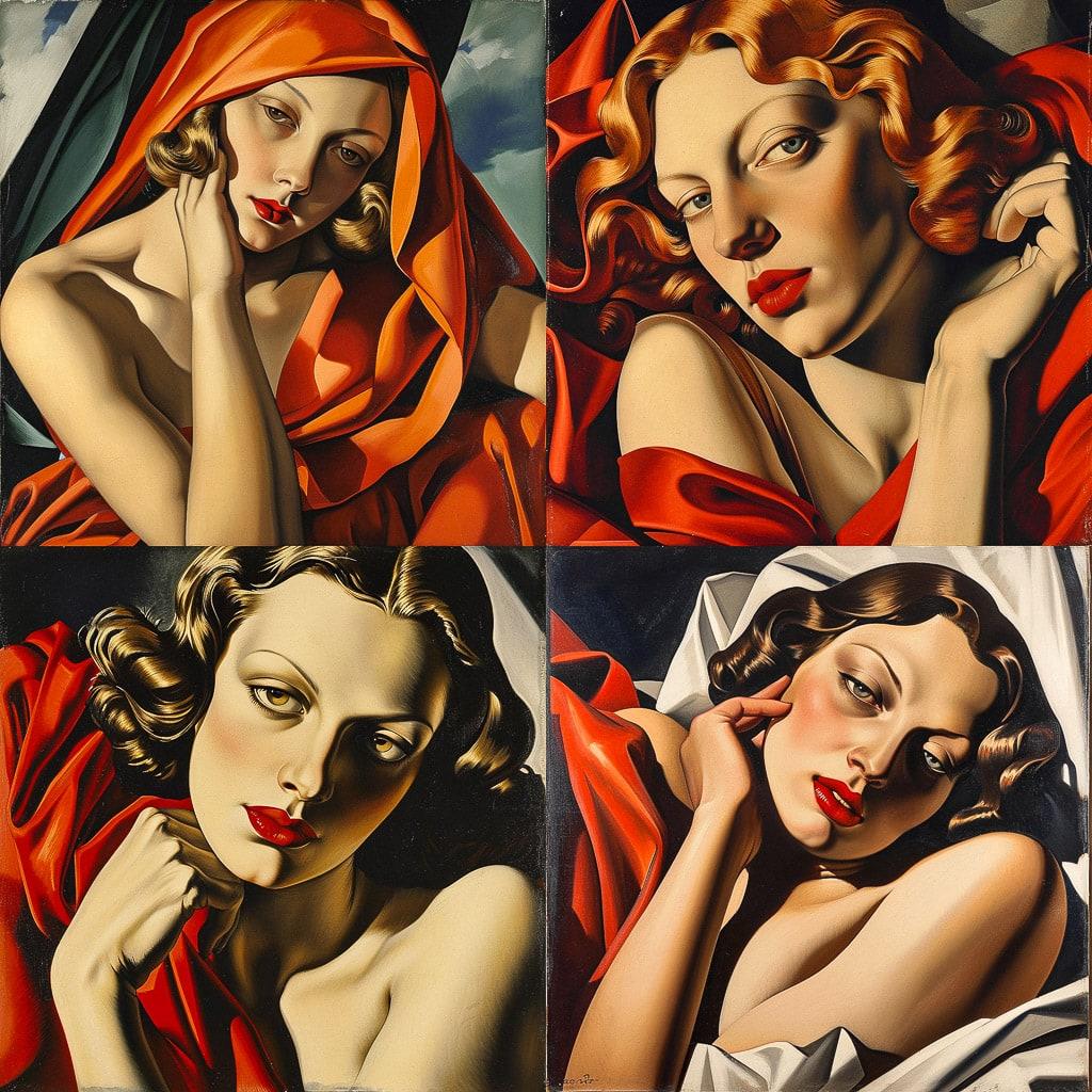 Tamara de Lempicka style, Midjourney V6, render 1 of 4