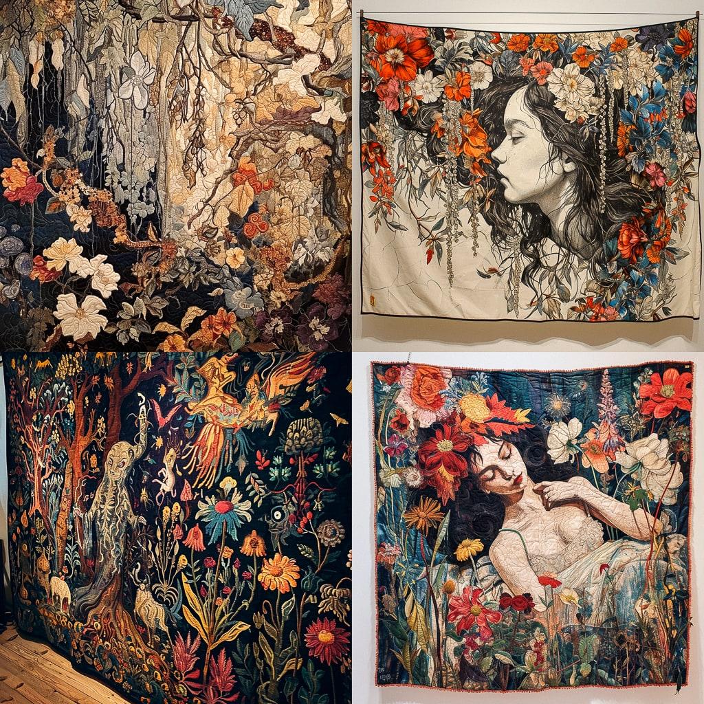 Tapestry style, Midjourney V6, render 1 of 4