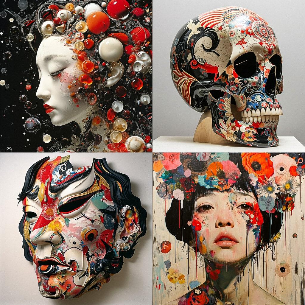 Taro Okamoto style, Midjourney V6, render 1 of 4