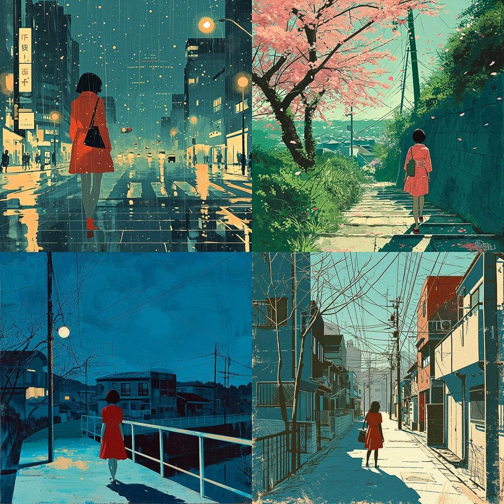 Tatsuro Kiuchi style, Midjourney V6, render 1 of 4