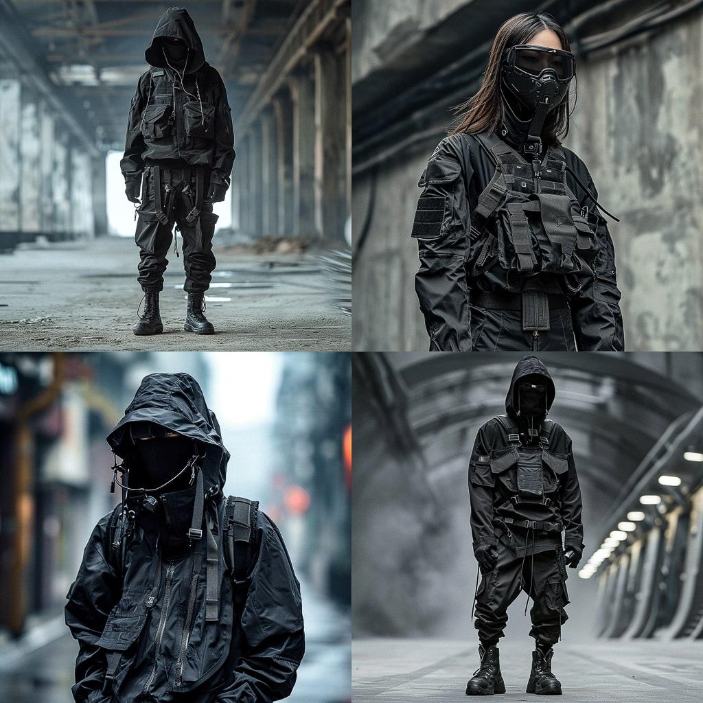 Techwear fashion style, Midjourney V6, render 1 of 4