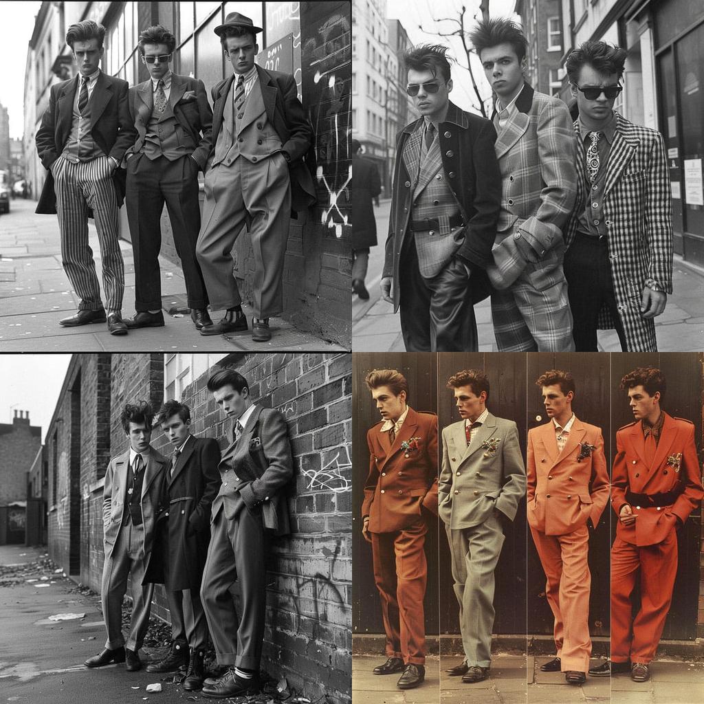 Teddy Boys fashion style, Midjourney V6, render 1 of 4