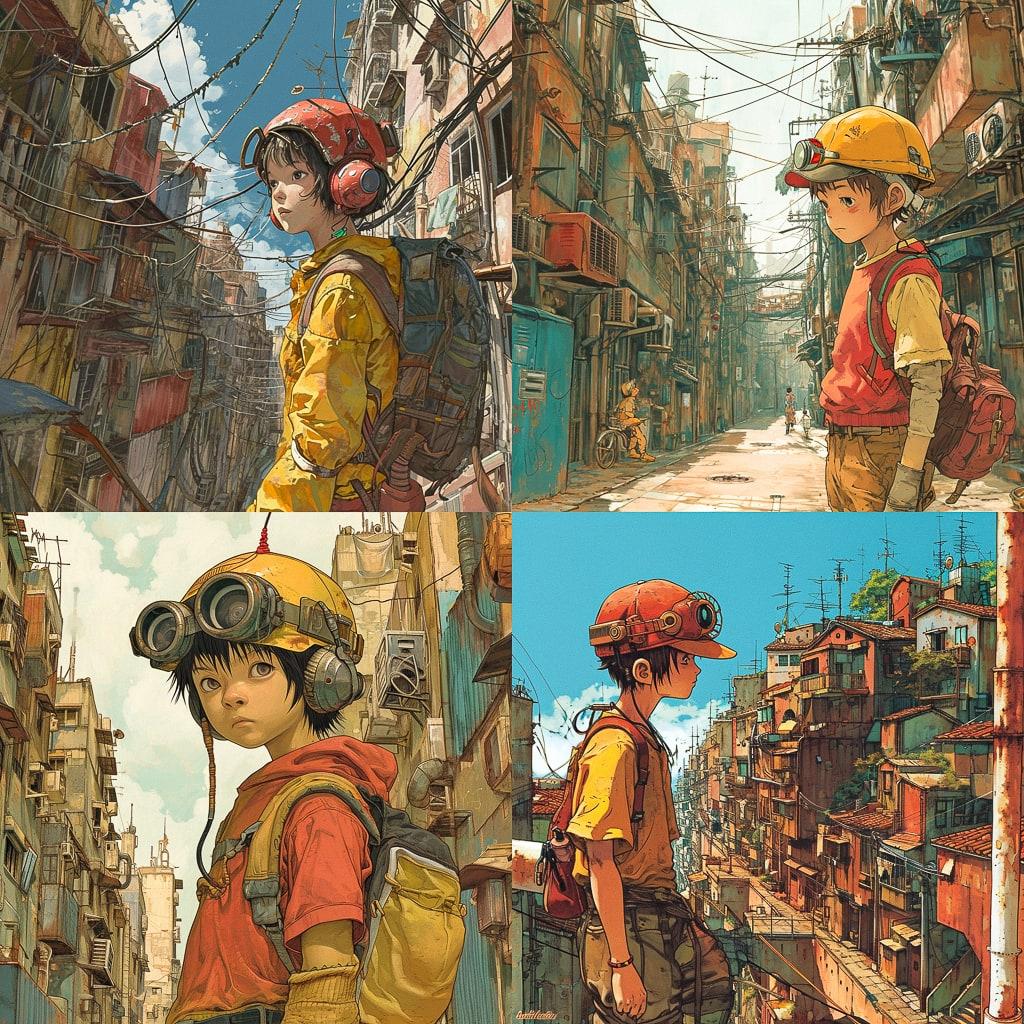 Tekkonkinkreet style, Midjourney V6, render 1 of 4