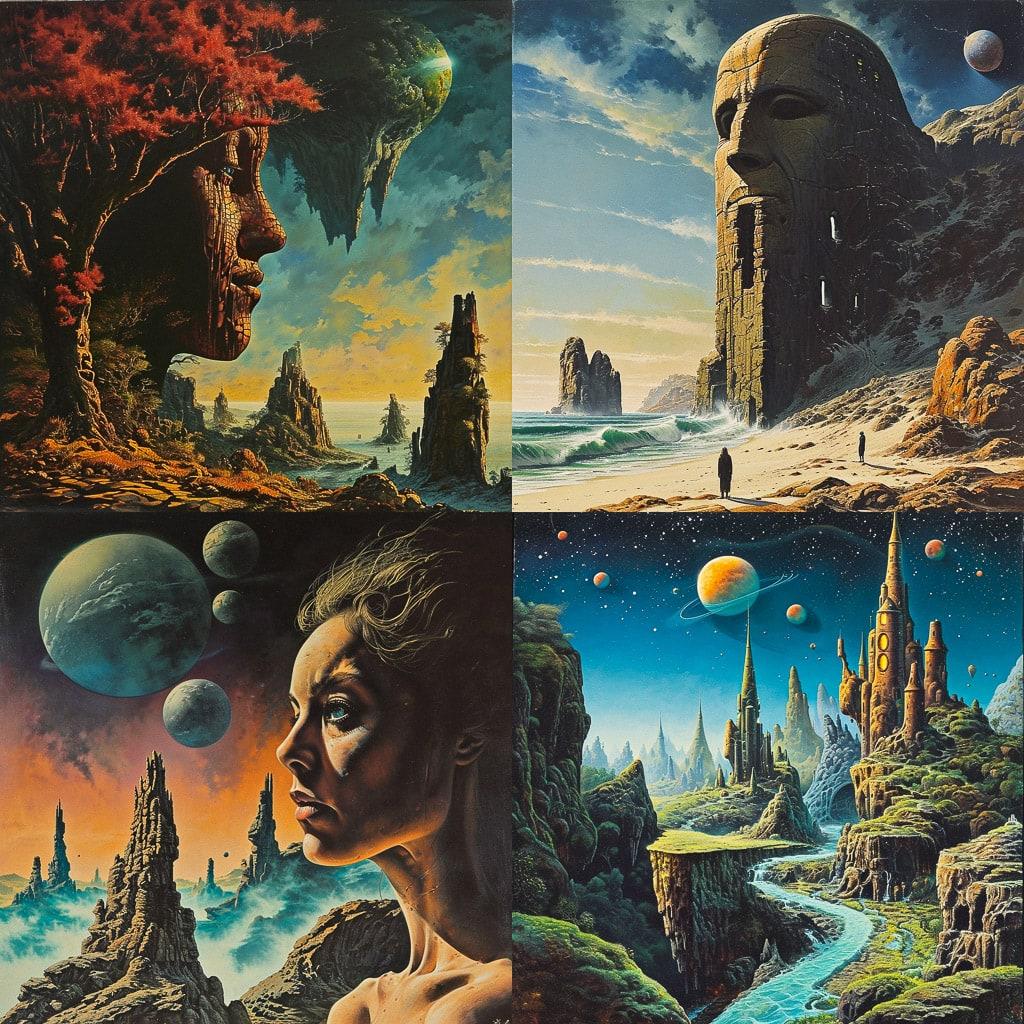 Terry Oakes style, Midjourney V6, render 1 of 4