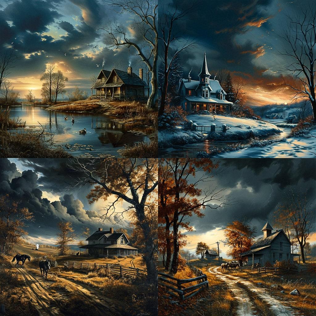 Terry Redlin style, Midjourney V6, render 1 of 4