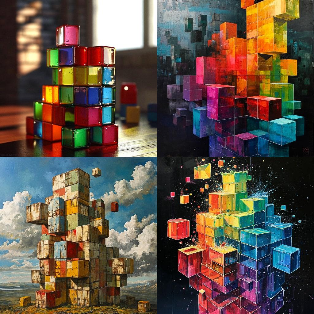 Tetris style, Midjourney V6, render 1 of 4