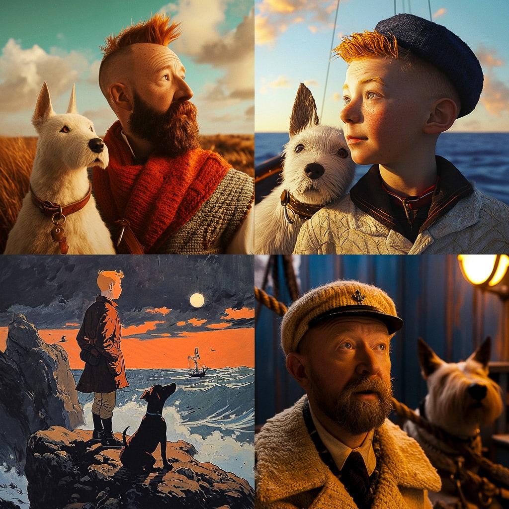The Adventures of Tintin style, Midjourney V6, render 1 of 4