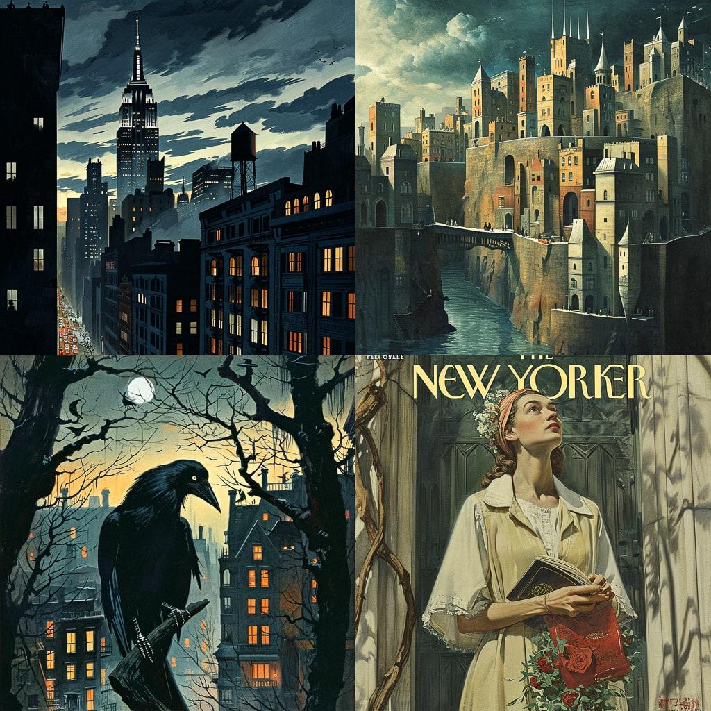 The New Yorker magazine style, Midjourney V6, render 1 of 4