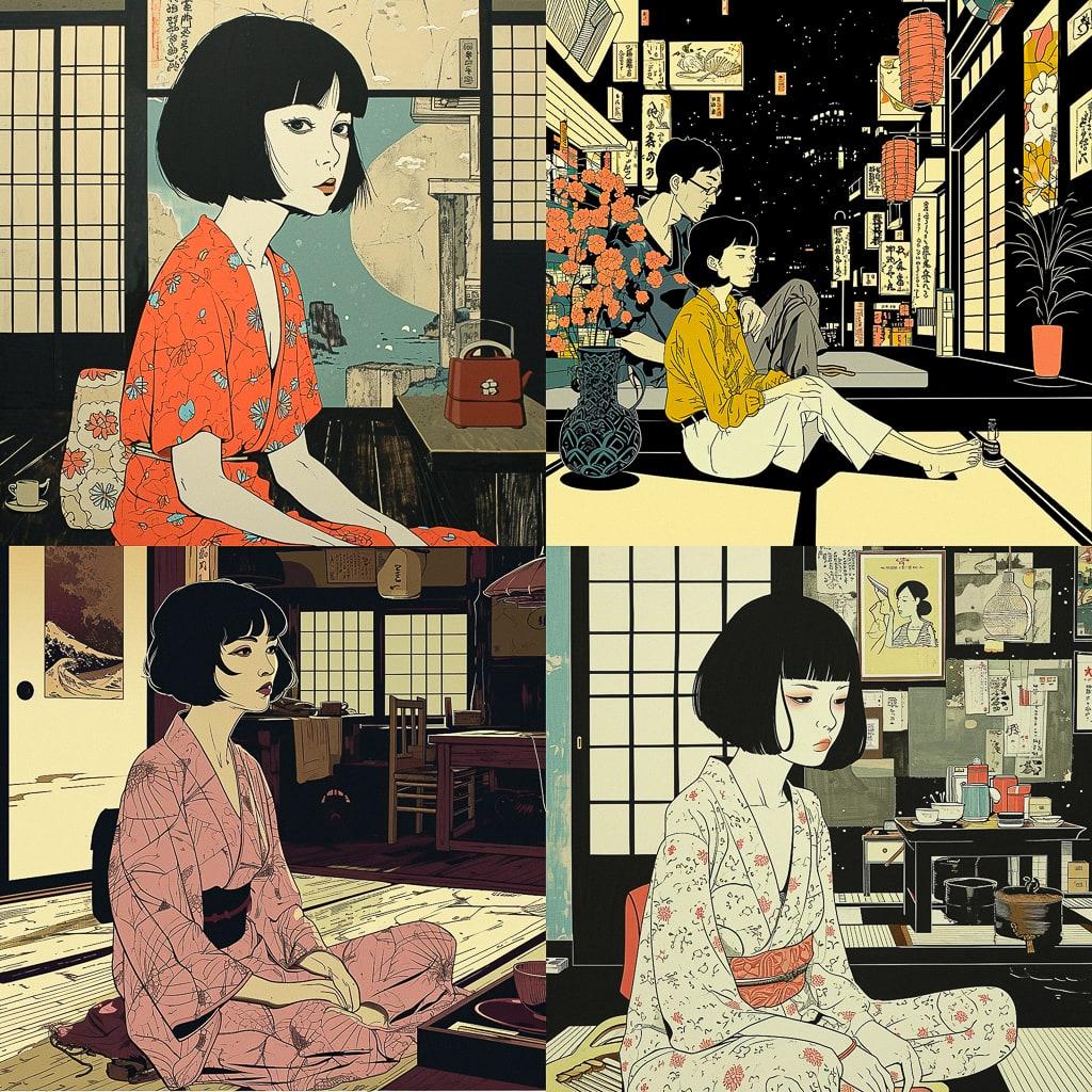 The Tatami Galaxy style, Midjourney V6, render 1 of 4