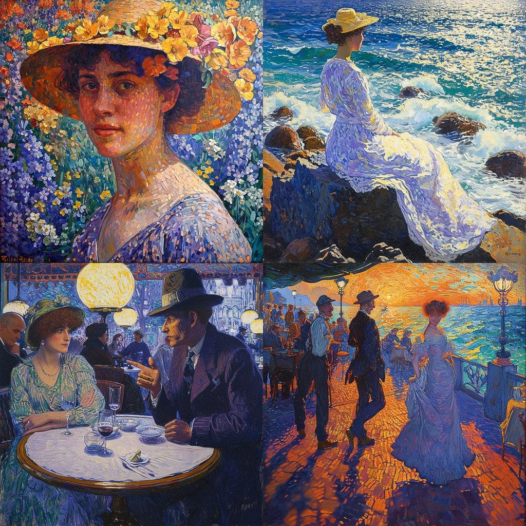 Theo van Rysselberghe style, Midjourney V6, render 1 of 4