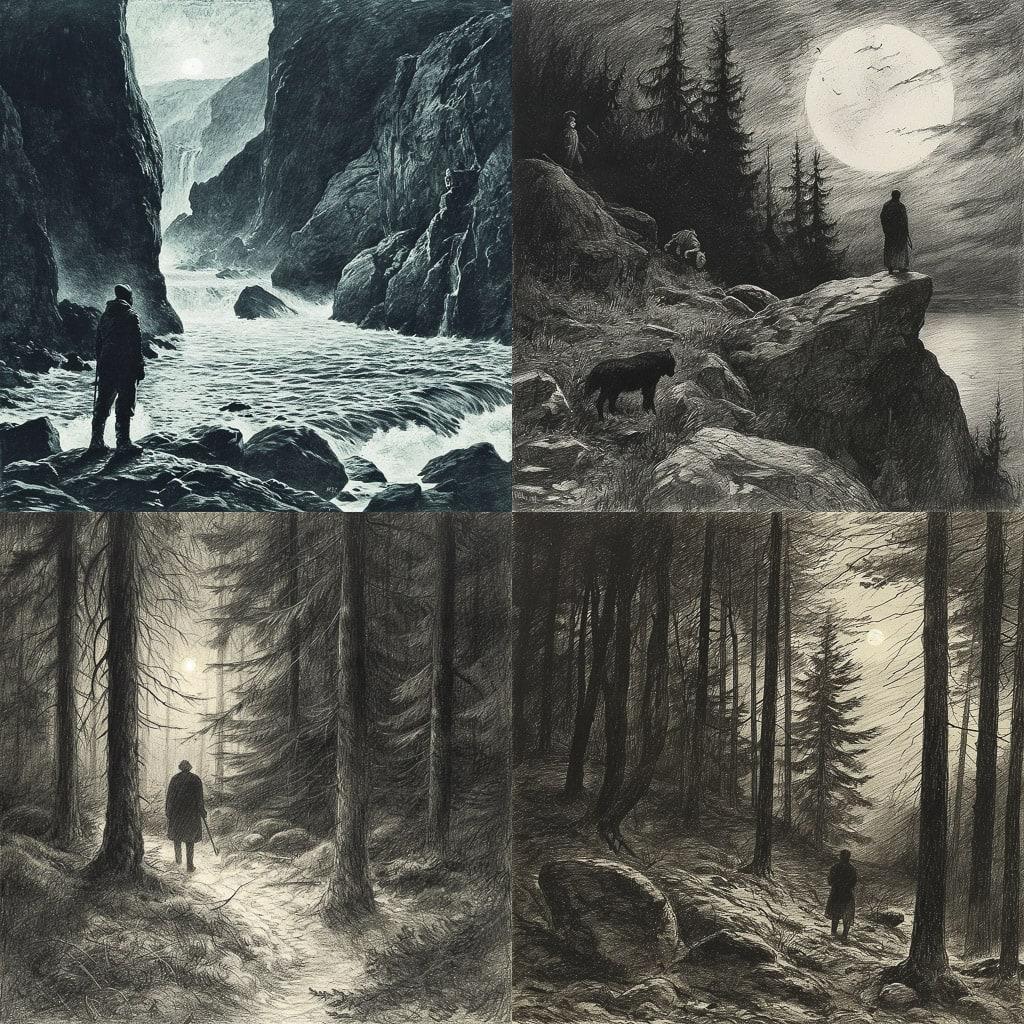 Theodor Kittelsen style, Midjourney V6, render 1 of 4