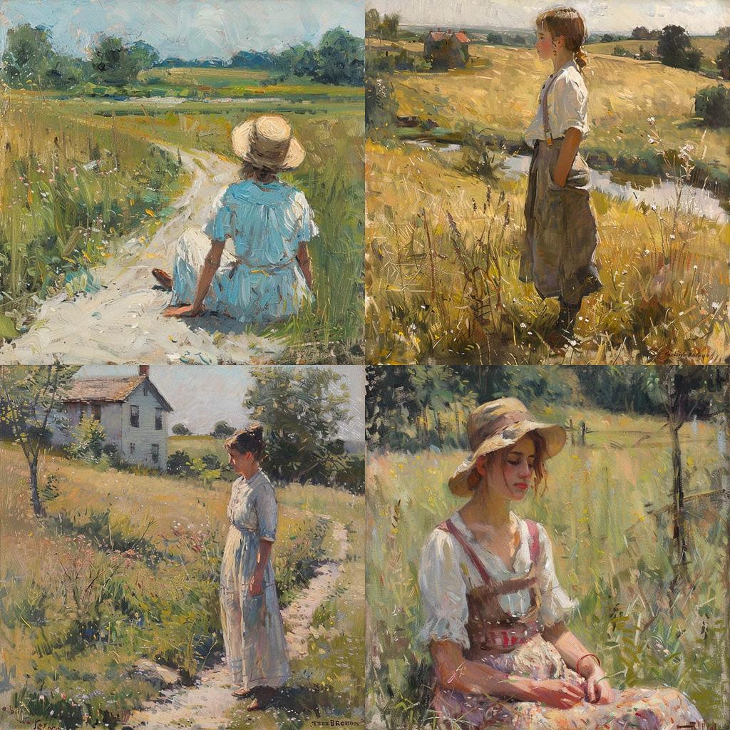 Theodore Robinson style, Midjourney V6, render 1 of 4