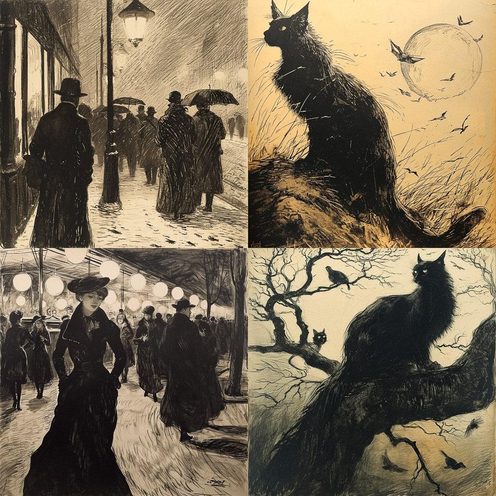 Theophile Steinlen style, Midjourney V6, render 1 of 4