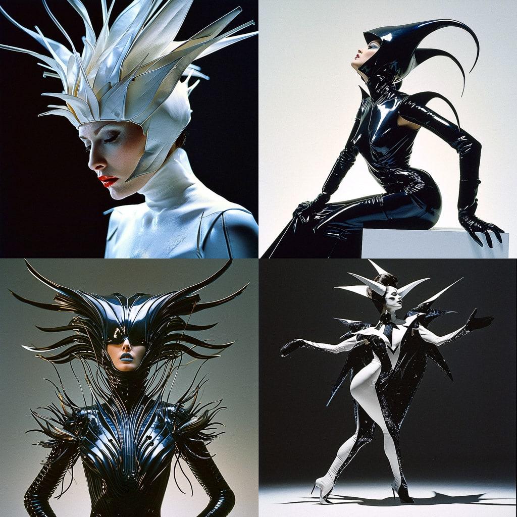 Thierry Mugler style, Midjourney V6, render 1 of 4
