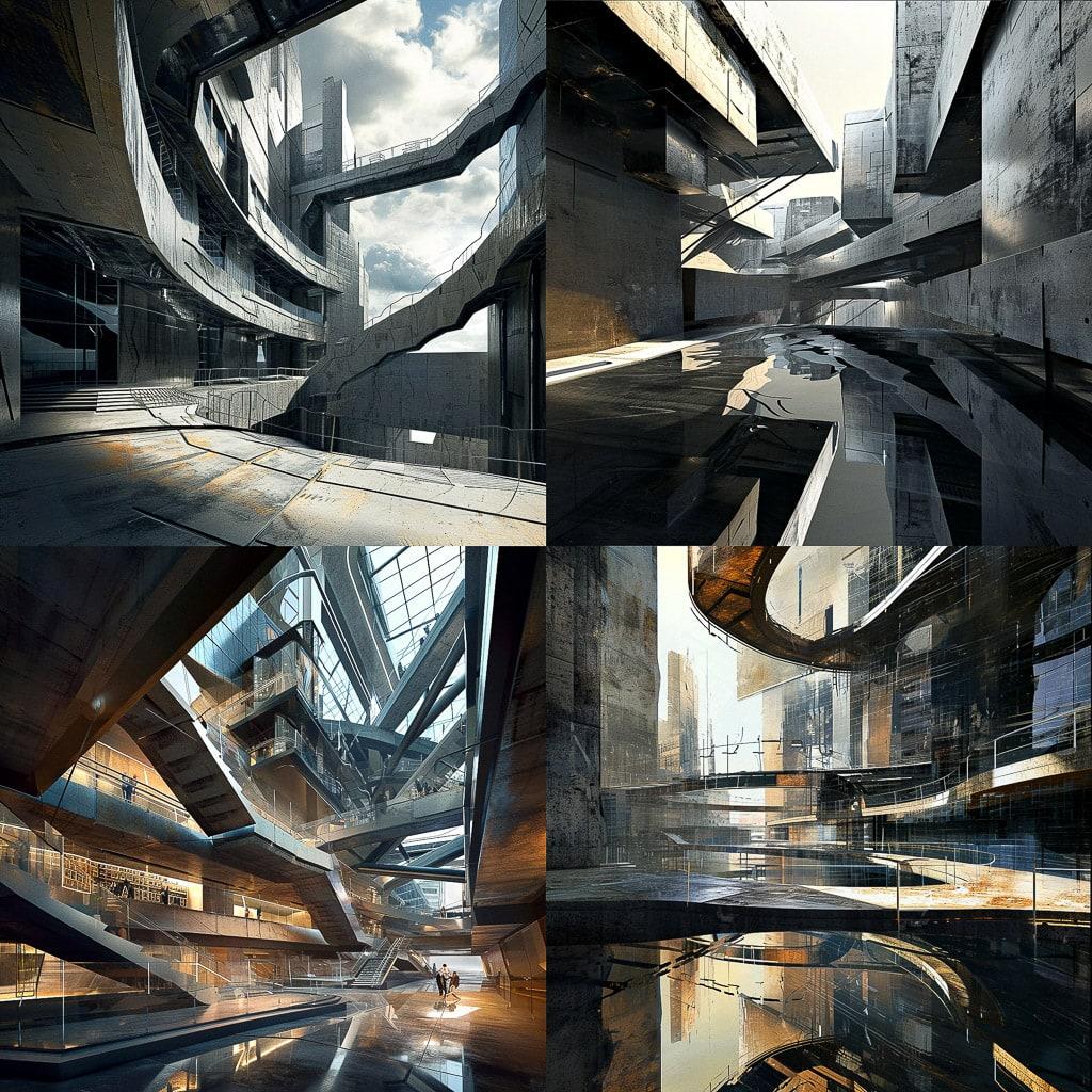 Thom Mayne style, Midjourney V6, render 1 of 4