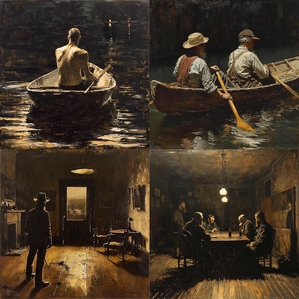 Thomas Eakins style, Midjourney V6, render 1 of 4