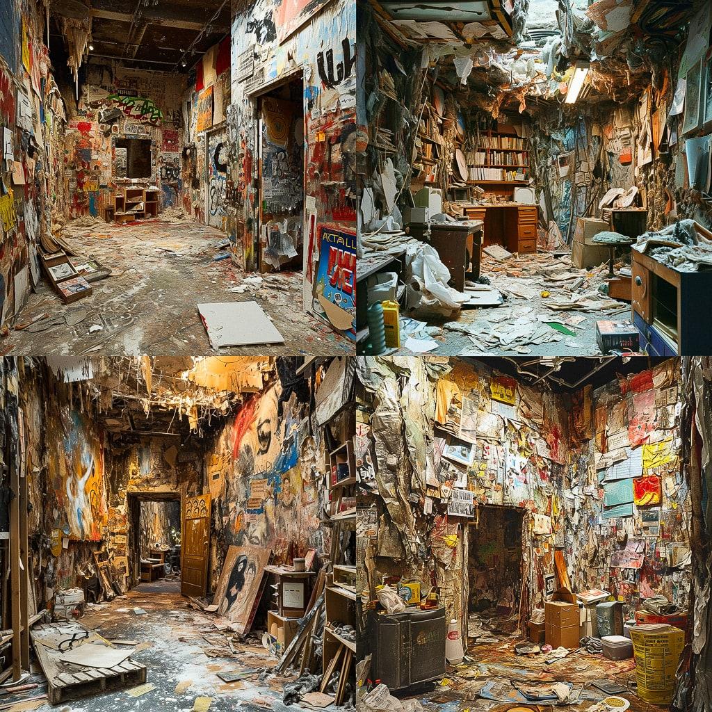 Thomas Hirschhorn style, Midjourney V6, render 1 of 4