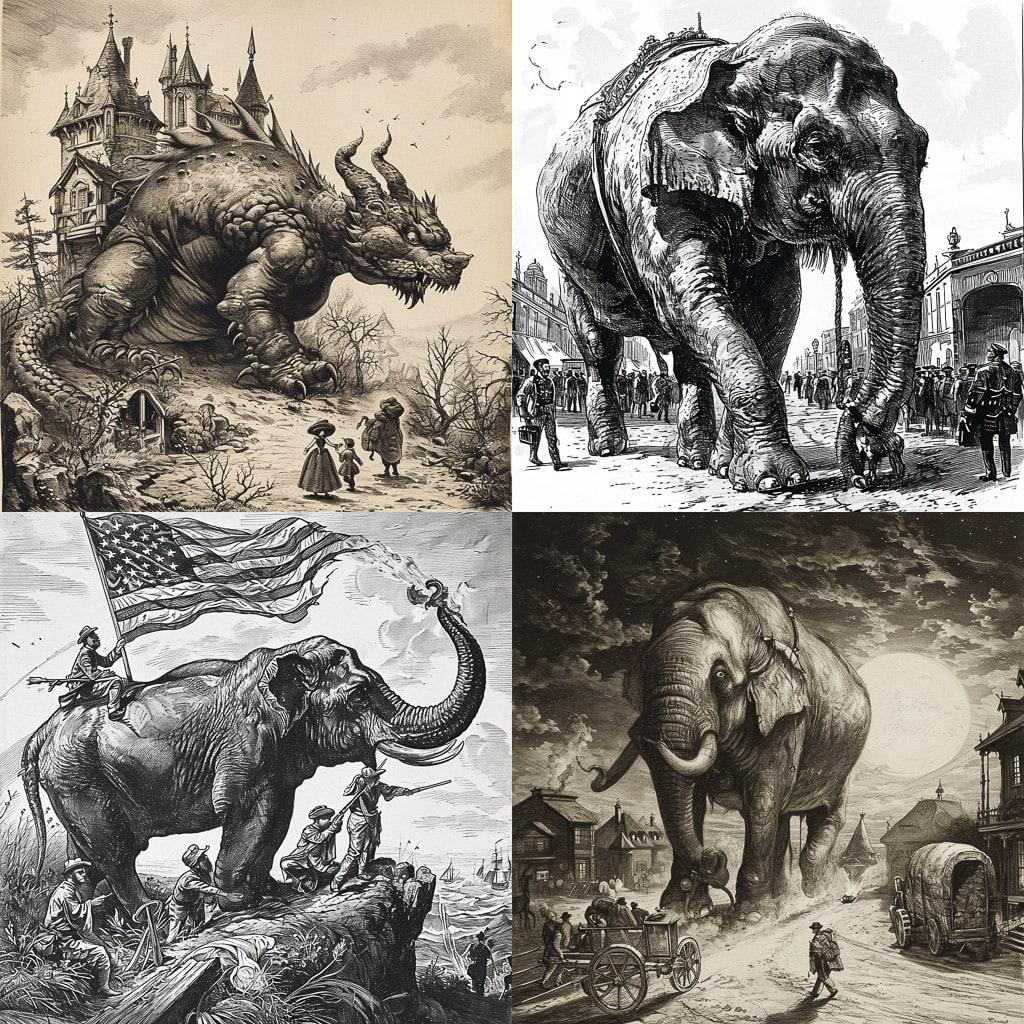 Thomas Nast style, Midjourney V6, render 1 of 4