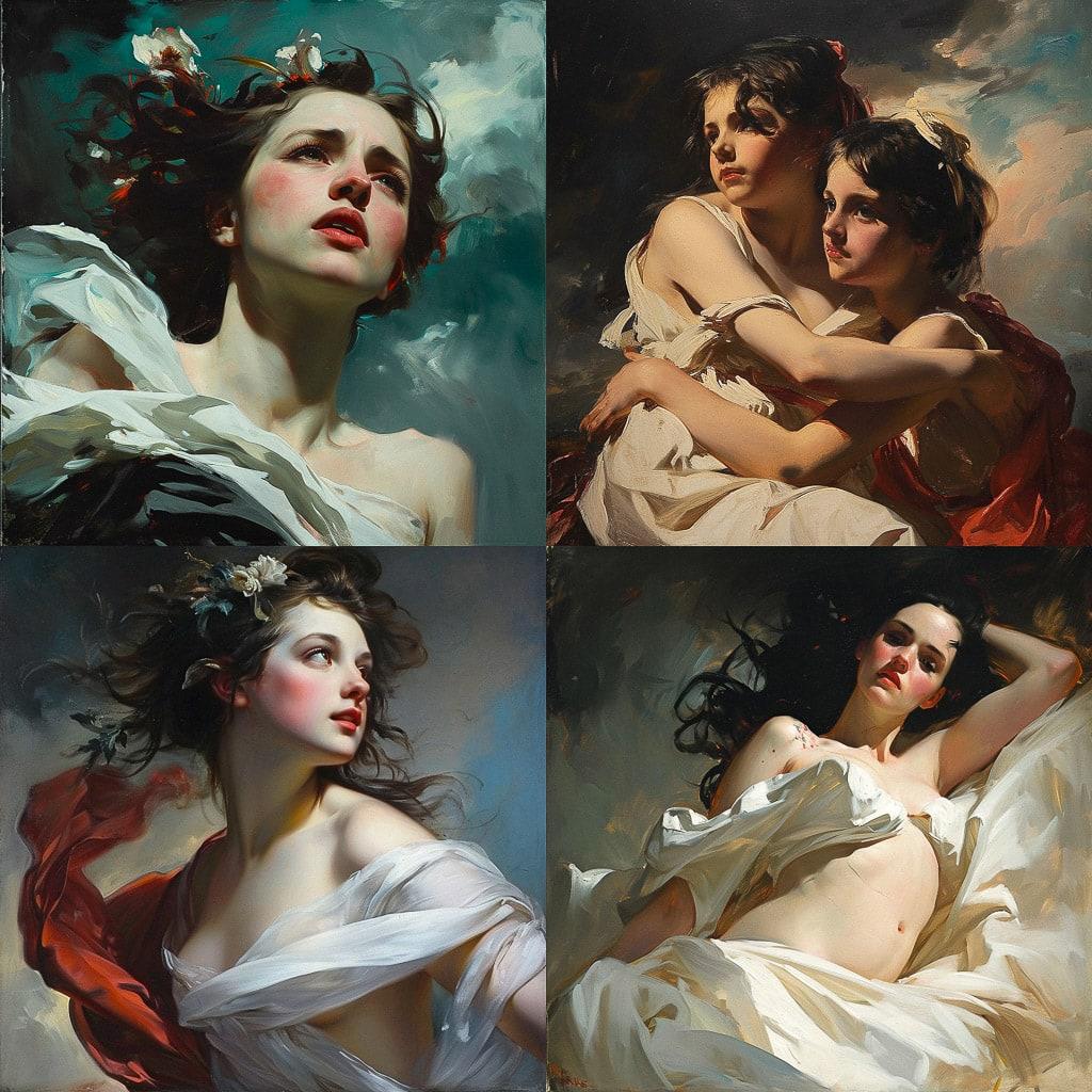 Thomas Sully style, Midjourney V6, render 1 of 4