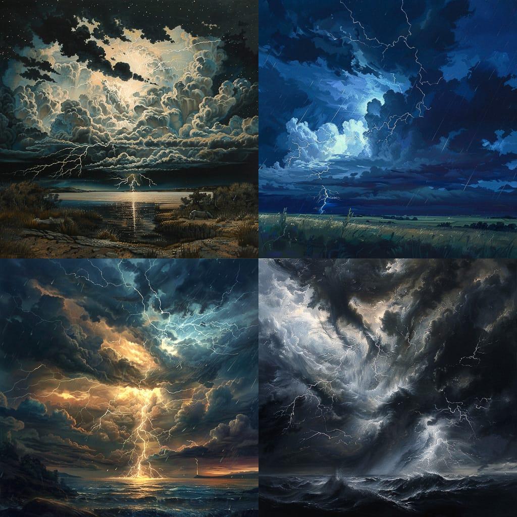 Thunderstorm style, Midjourney V6, render 1 of 4