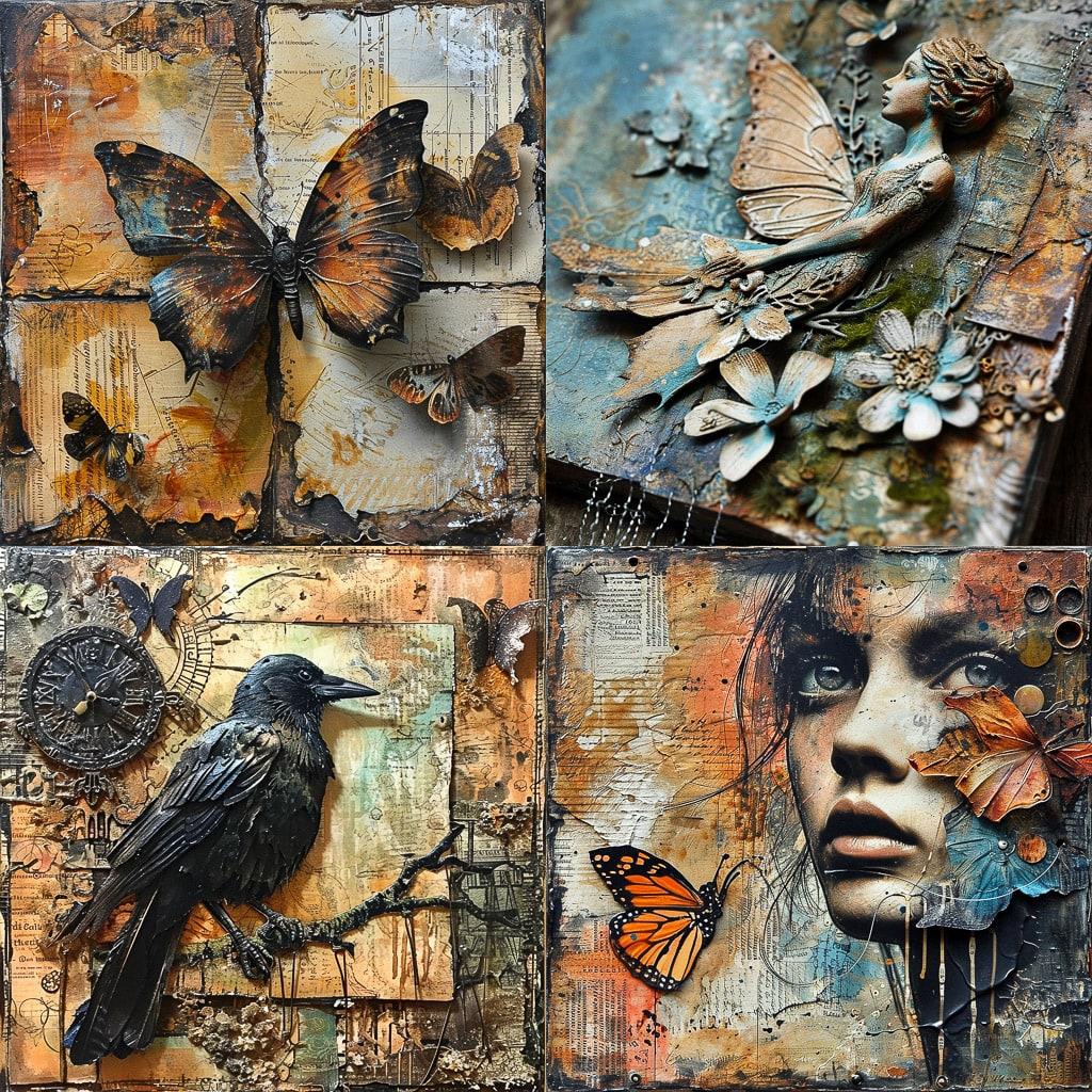 Tim Holtz style, Midjourney V6, render 1 of 4