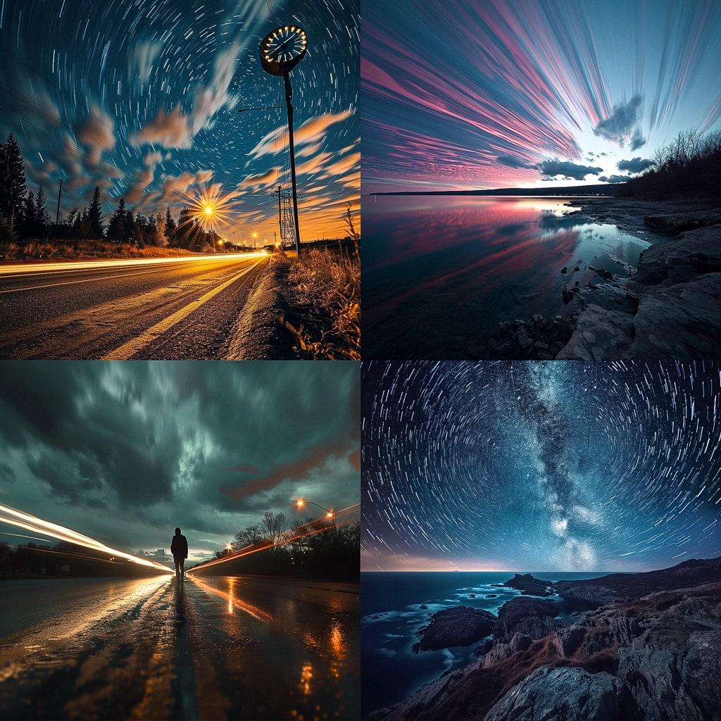 Time-lapse photography style, Midjourney V6, render 1 of 4