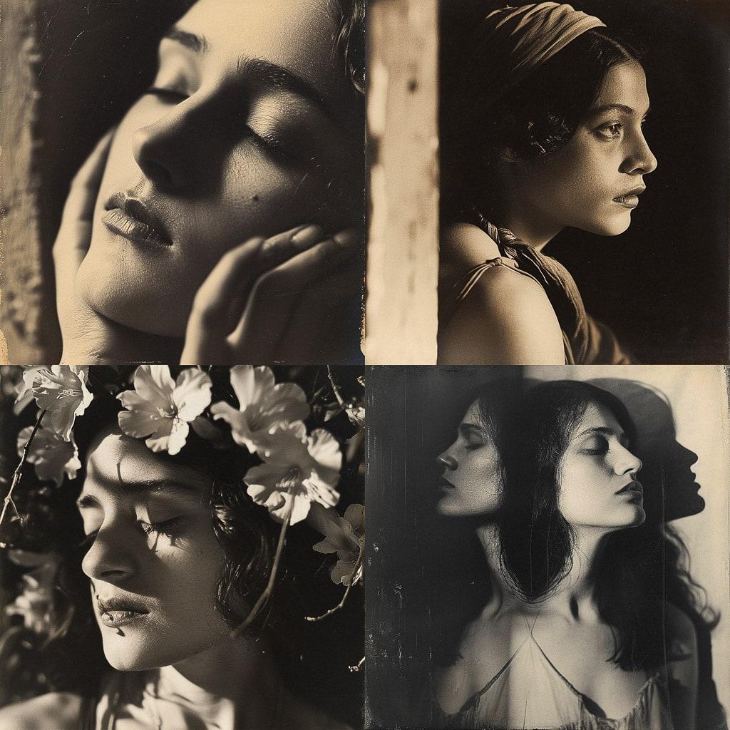 Tina Modotti style, Midjourney V6, render 1 of 4