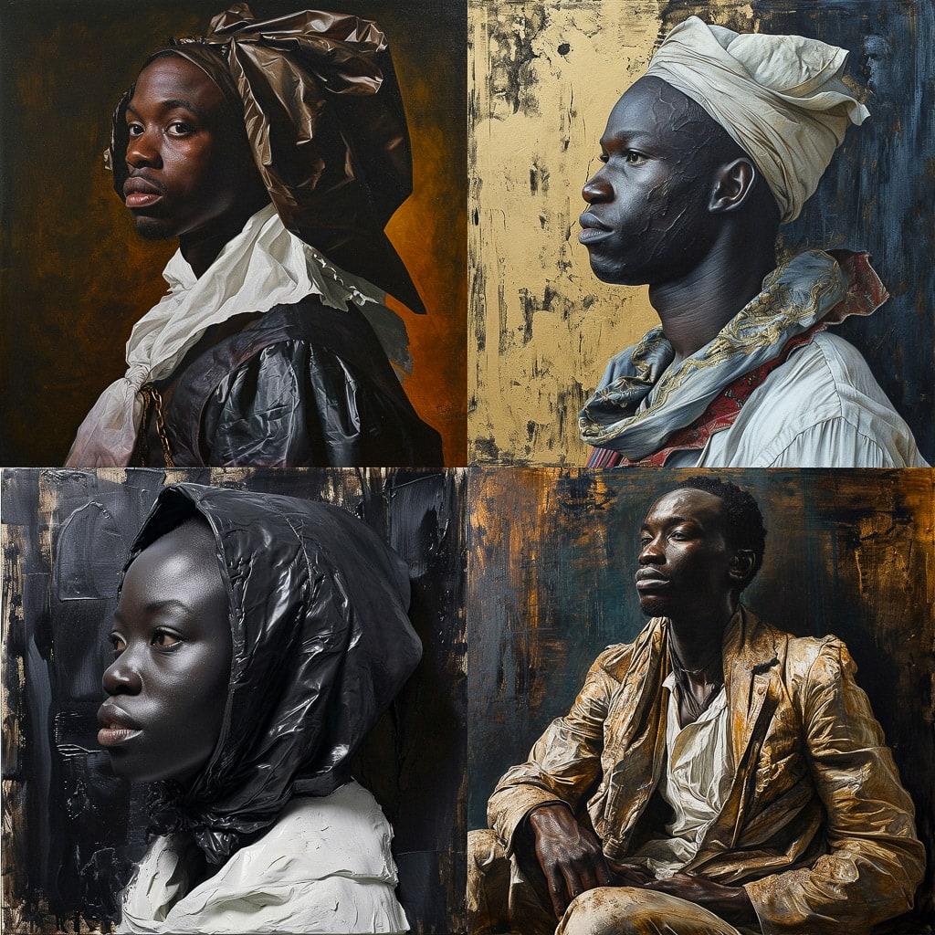 Titus Kaphar style, Midjourney V6, render 1 of 4