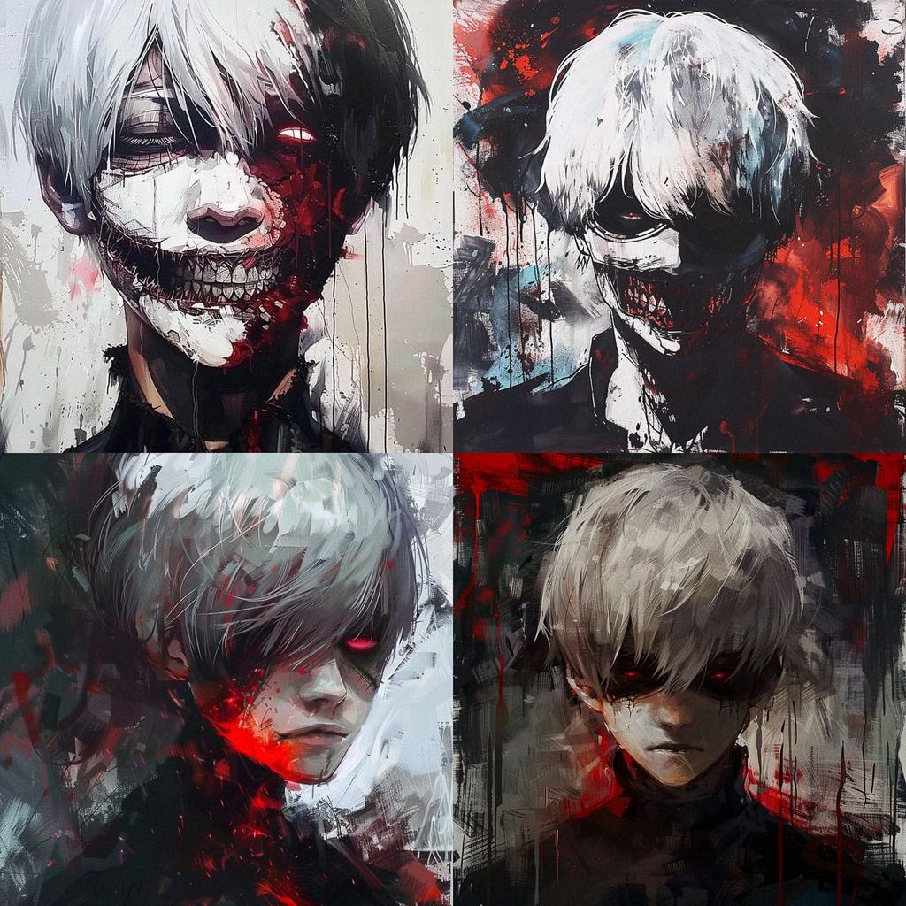 Tokyo Ghoul style, Midjourney V6, render 1 of 4