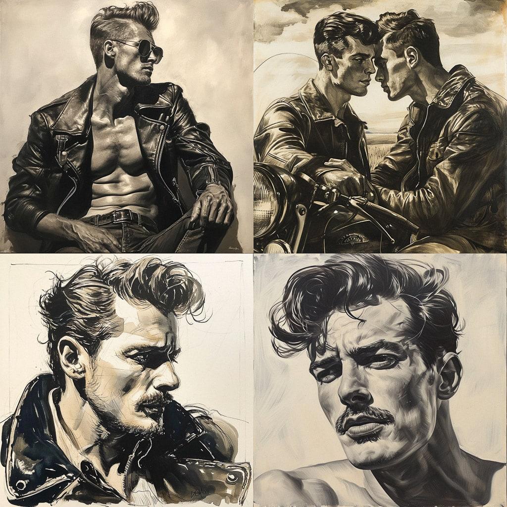 Tom of Finland style, Midjourney V6, render 1 of 4