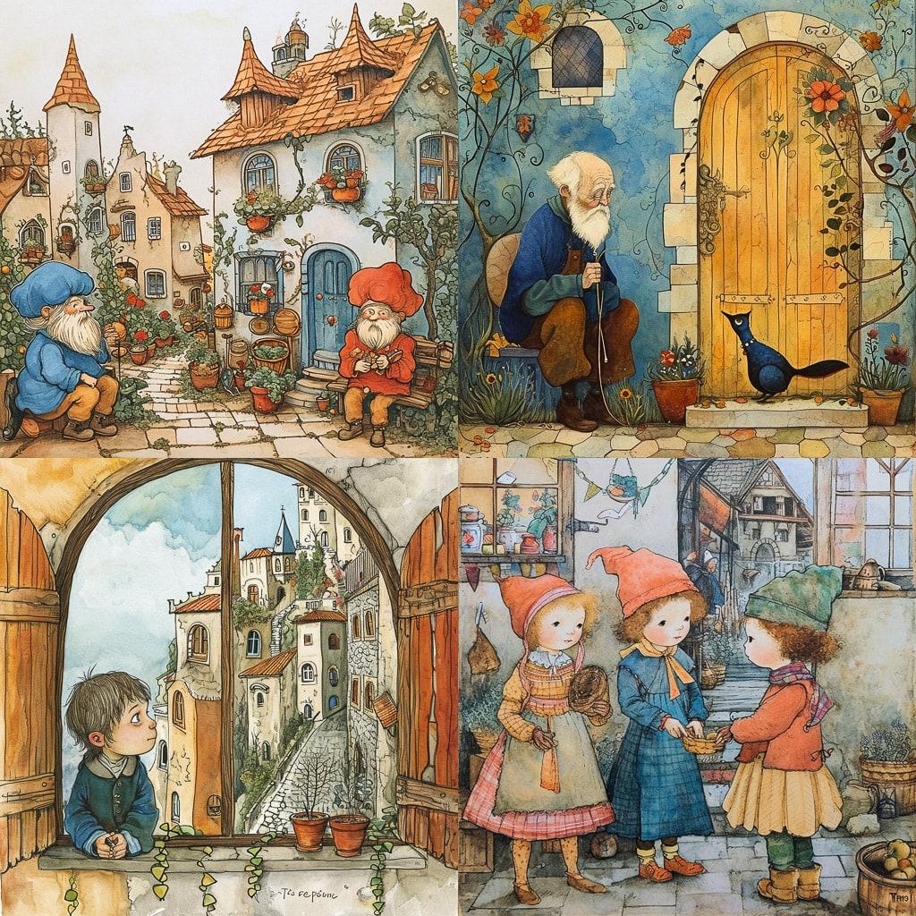 Tomie dePaola style, Midjourney V6, render 1 of 4