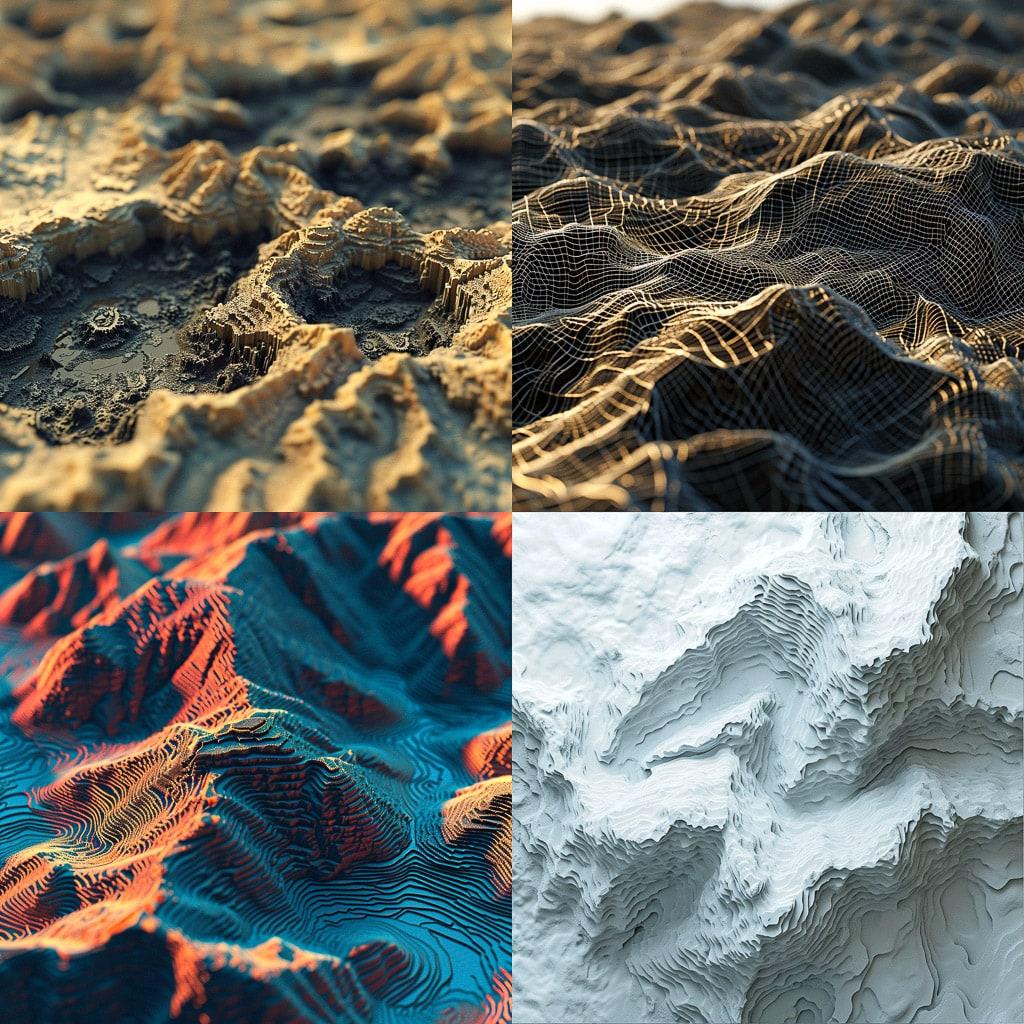 Topology map style, Midjourney V6, render 1 of 4